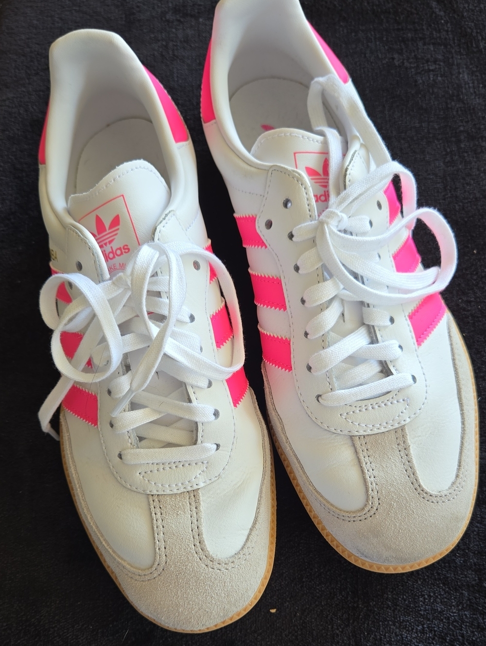 Adidas Women’s White & Hot Pink Sambas
